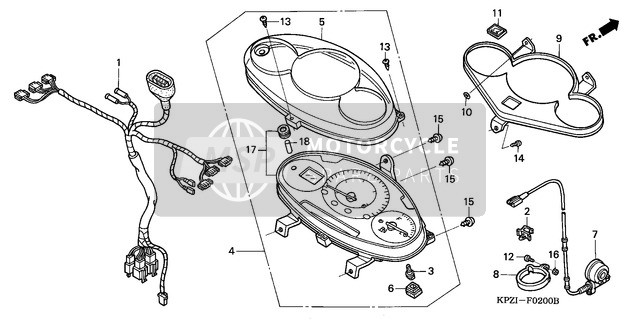 53208KPZ900ZB, Bezel, Meter *NHA32M *, Honda, 0